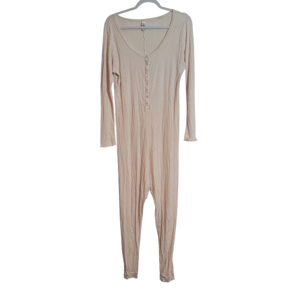 Vintage Victoria's Secret One Piece Pajamas Womens Large Pink Cotton Loungewear
